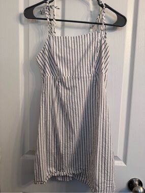 PacSun White Mini Dress with Black Pinstripes